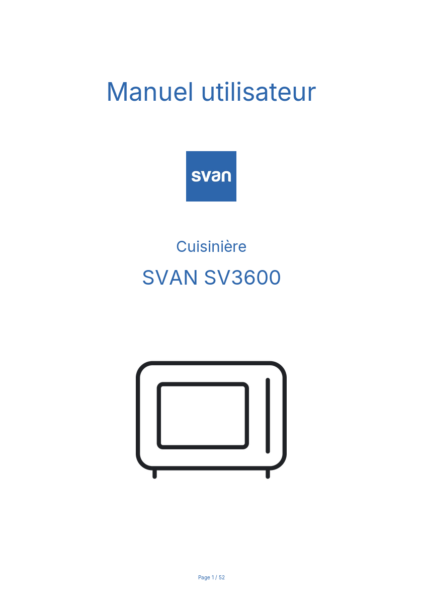 Page n°1 - Manuel utilisateur SVAN SV3600