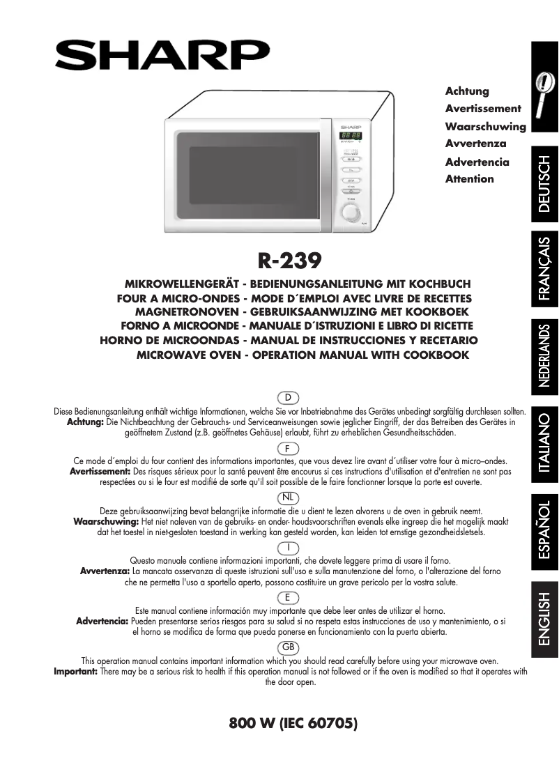 Page n°1 - Manuel utilisateur Sharp R-239IN