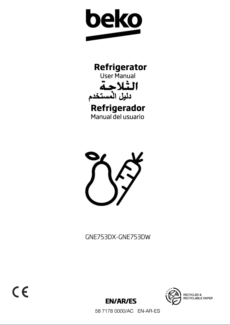 Page n°1 - Manuel utilisateur Beko GNE753DX