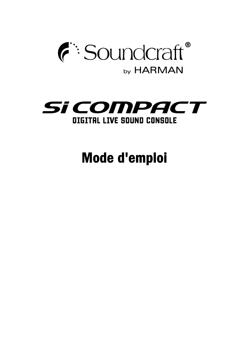 Page 1 de la notice Manuel utilisateur Soundcraft Si Compact 32