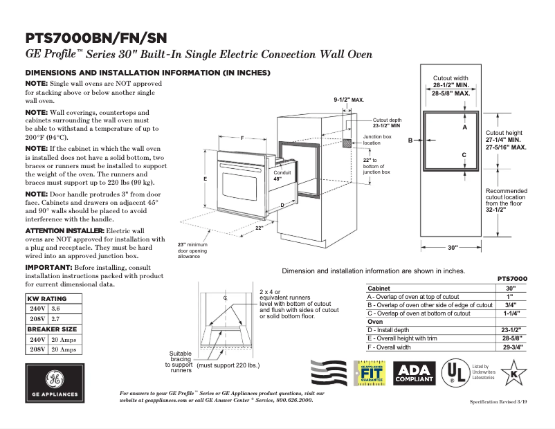 Image de la première page du manuel de l'appareil Profile PTS7000BNTS