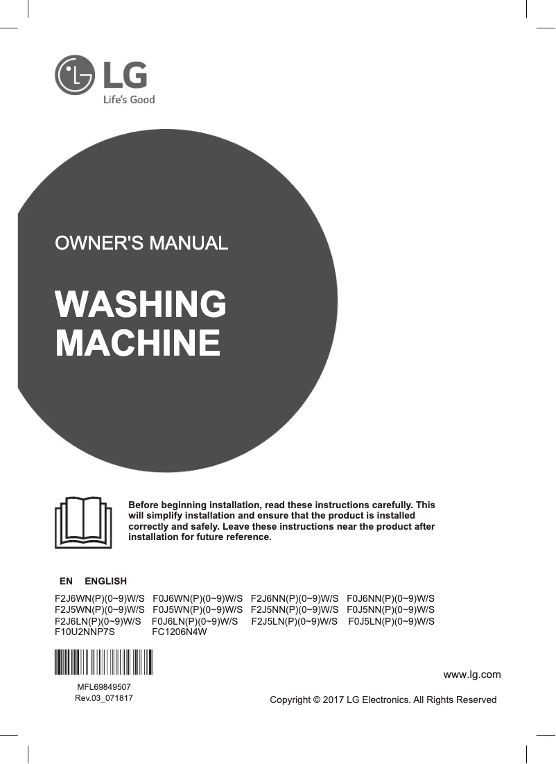 Page n°1 - Manuel utilisateur LG FC1206N4W