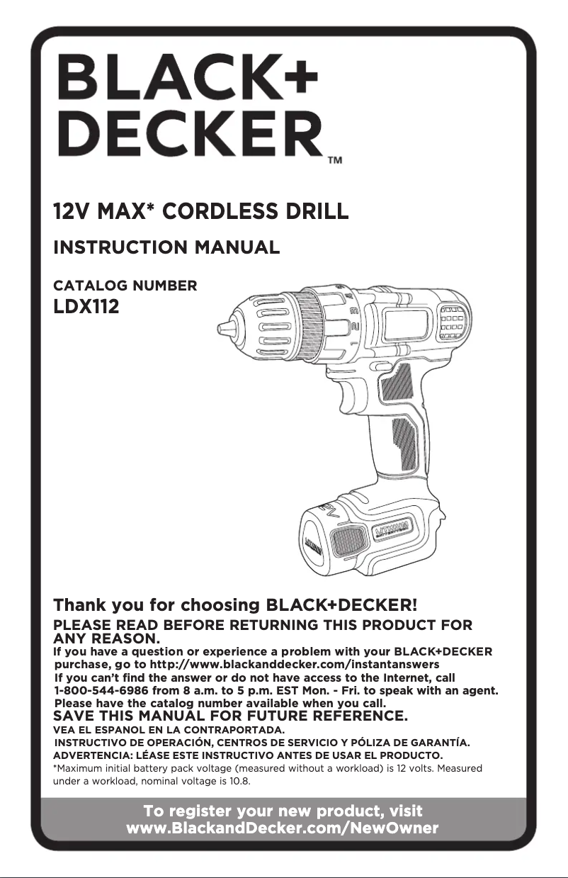 Page n°1 - Manuel utilisateur Black & Decker LDX112PK