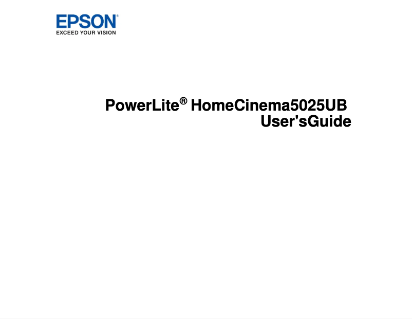 Page 1 de la notice Manuel utilisateur Epson PowerLite Home Cinema 5025UB
