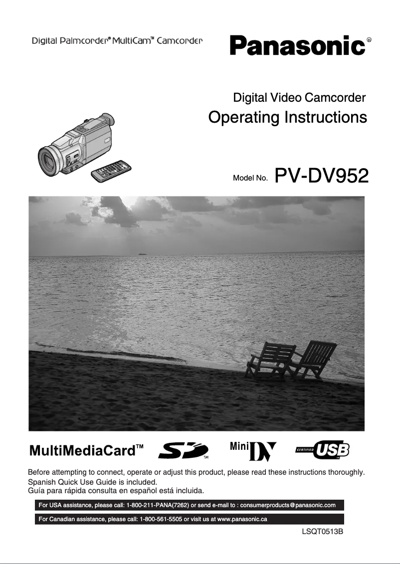 Page 1 de la notice Manuel utilisateur Panasonic PV-DV952