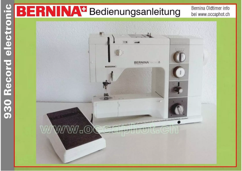 Page n°1 - Manuel utilisateur Bernina 933