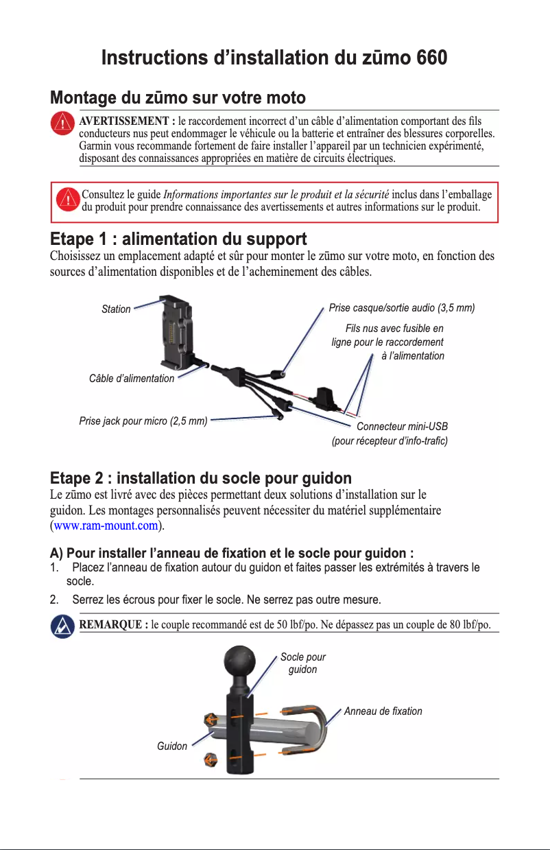 Page n°1 - Guide d'installation Garmin zūmo 660