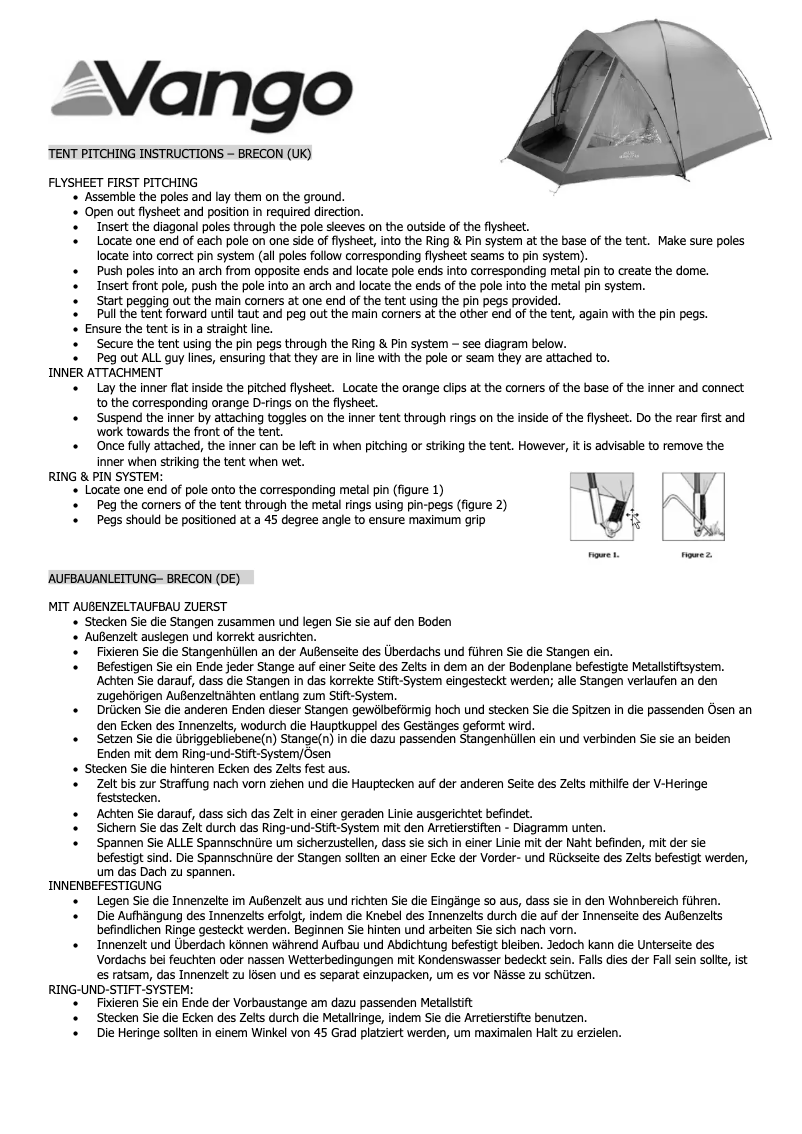 Página 1 del manual Manual de usuario Vango Brecon 400