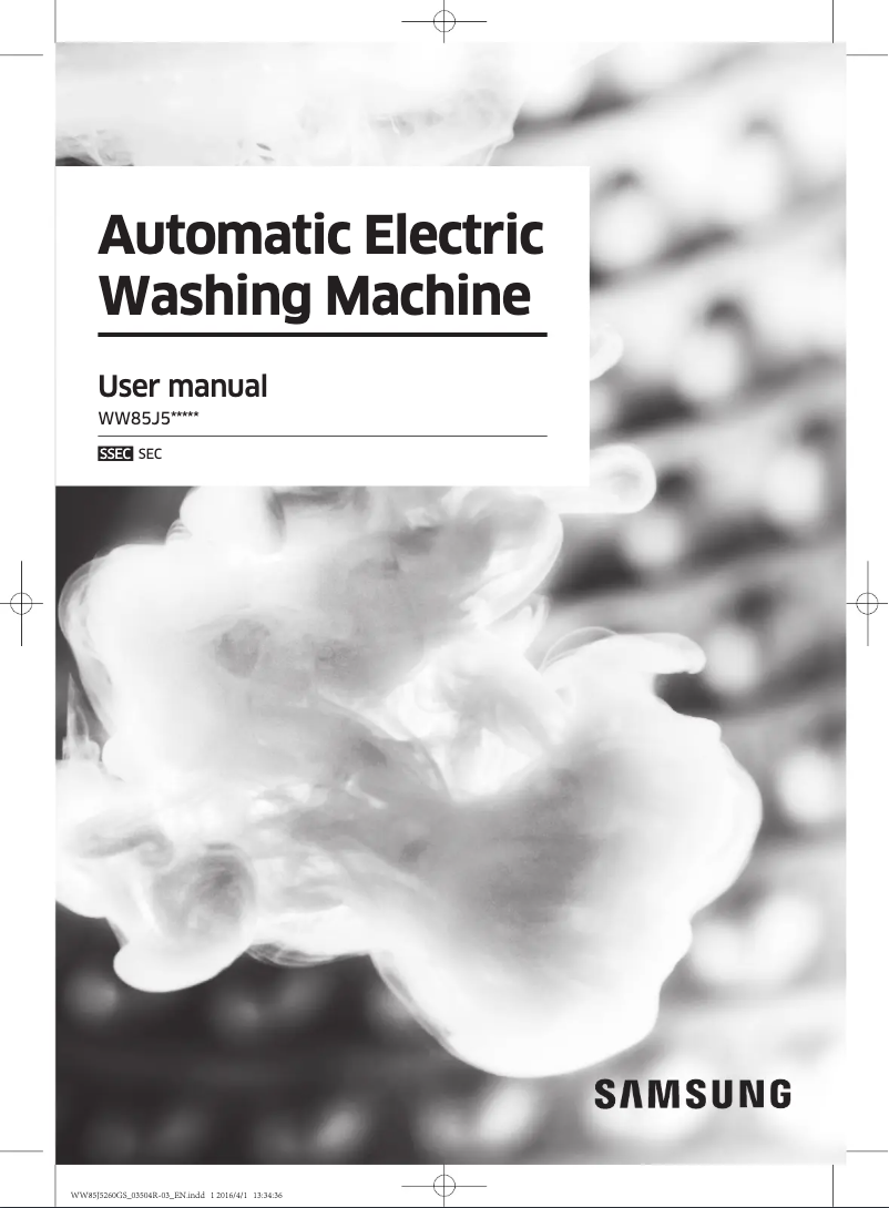 Page 1 de la notice Manuel utilisateur Samsung WW85J5260GS