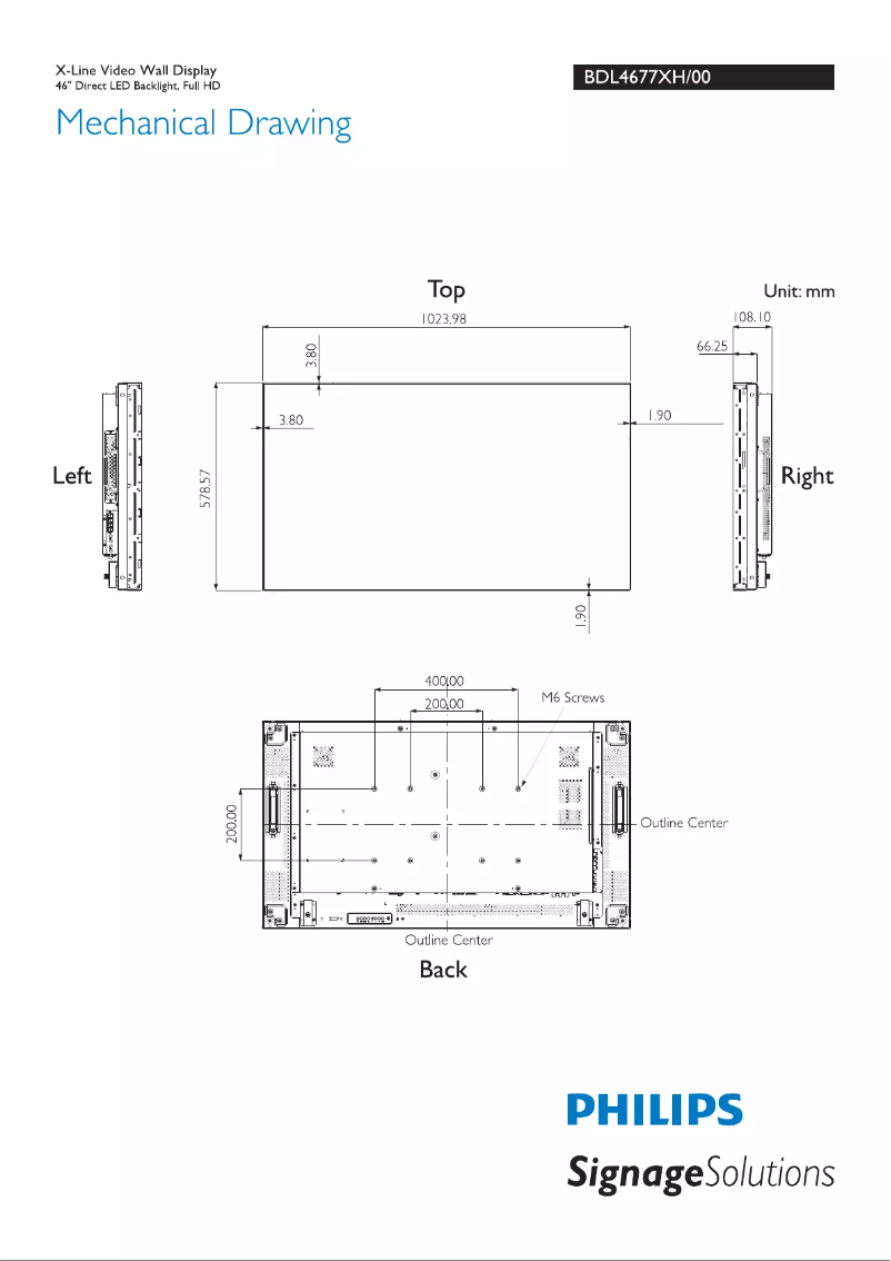 Page n°1 - Dessin technique Philips Signage Solutions BDL4677XH