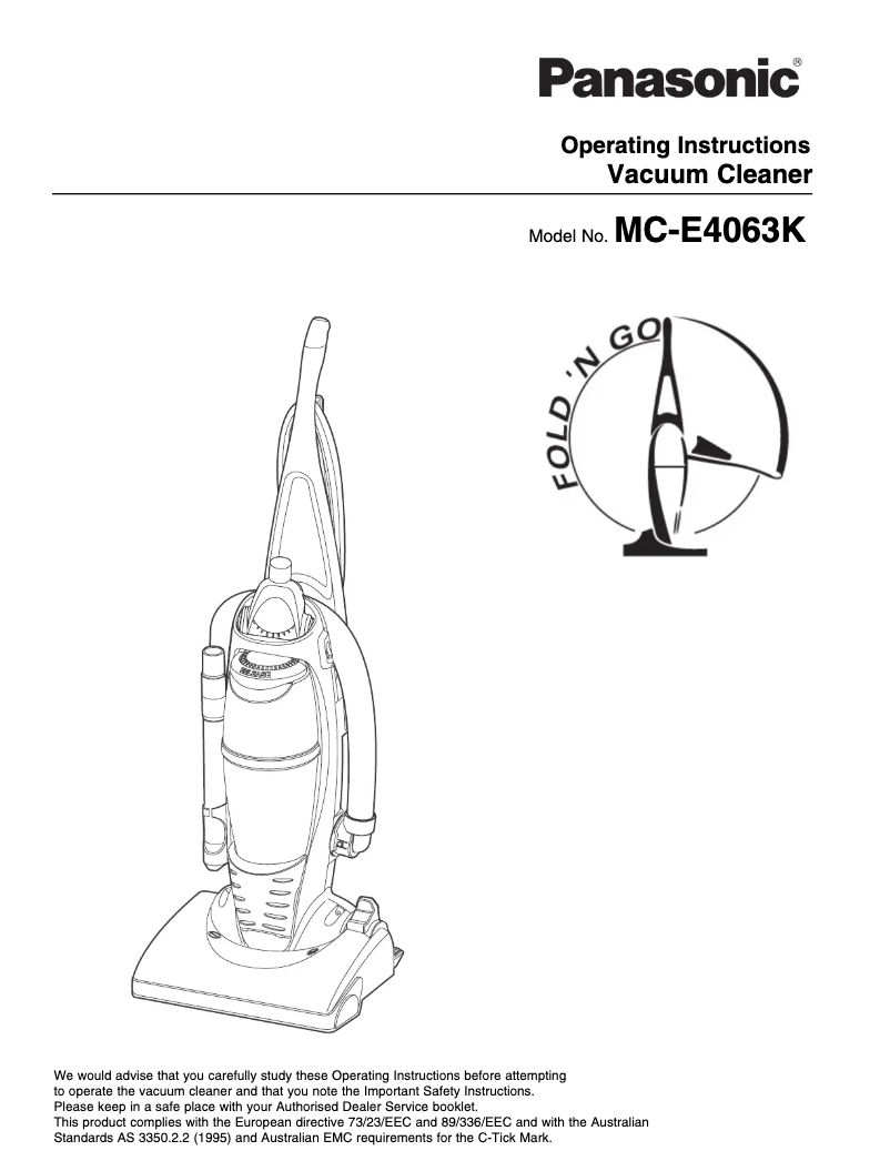 Page 1 de la notice Manuel utilisateur Panasonic MC-E4063K