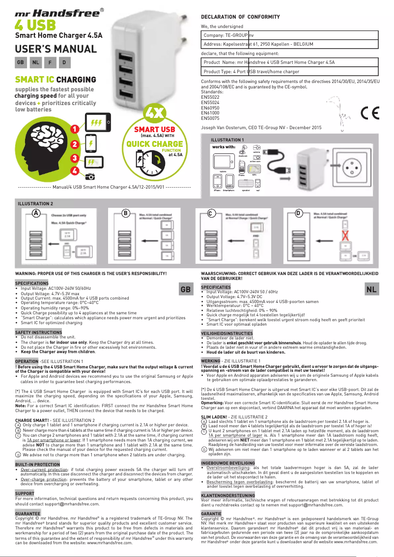 Page n°1 - Manuel utilisateur Mr. Handsfree 4 USB