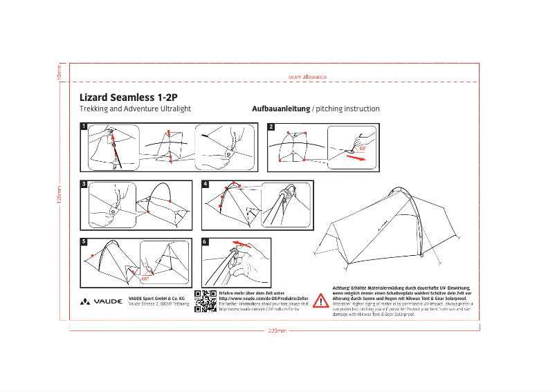 Page n°1 - Manuel utilisateur Vaude Lizard Seamless 1-2P