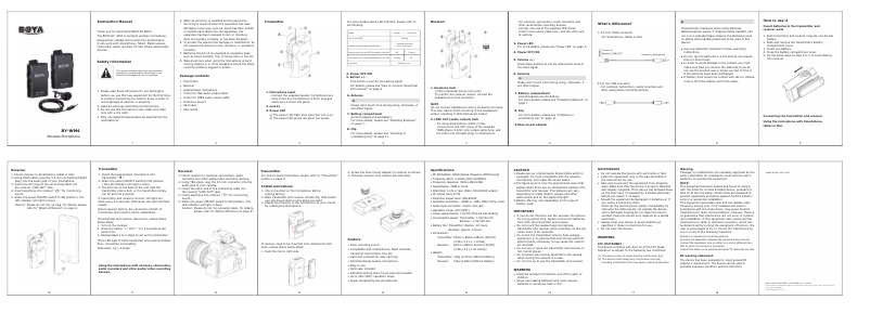 Page n°1 - Manuel utilisateur BOYA BY-WM4