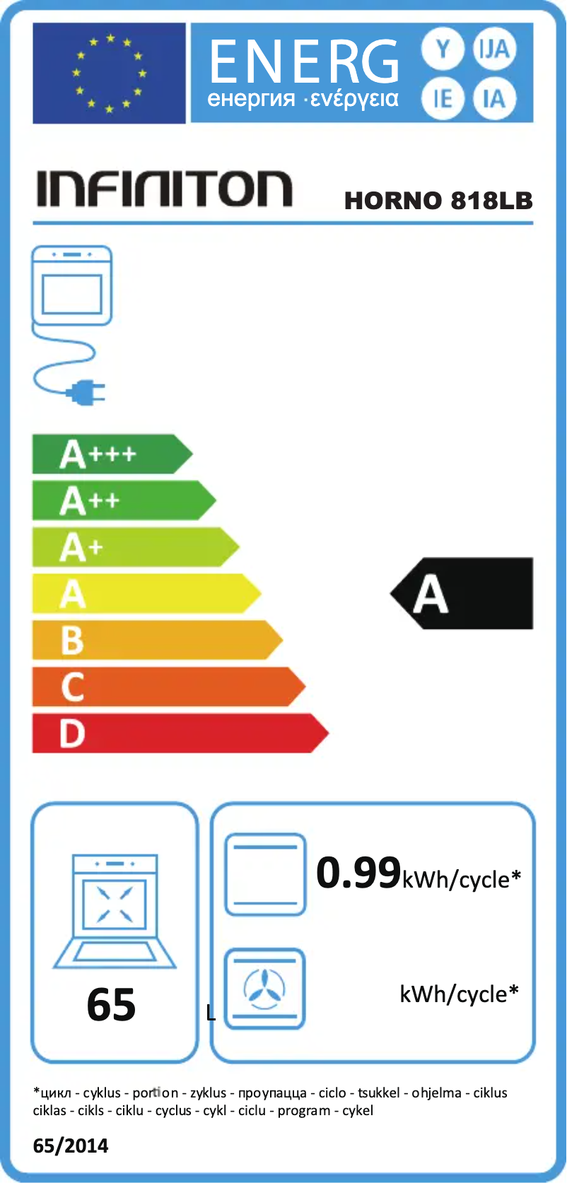 Page 1 de la notice Label énergétique Infiniton 818LB