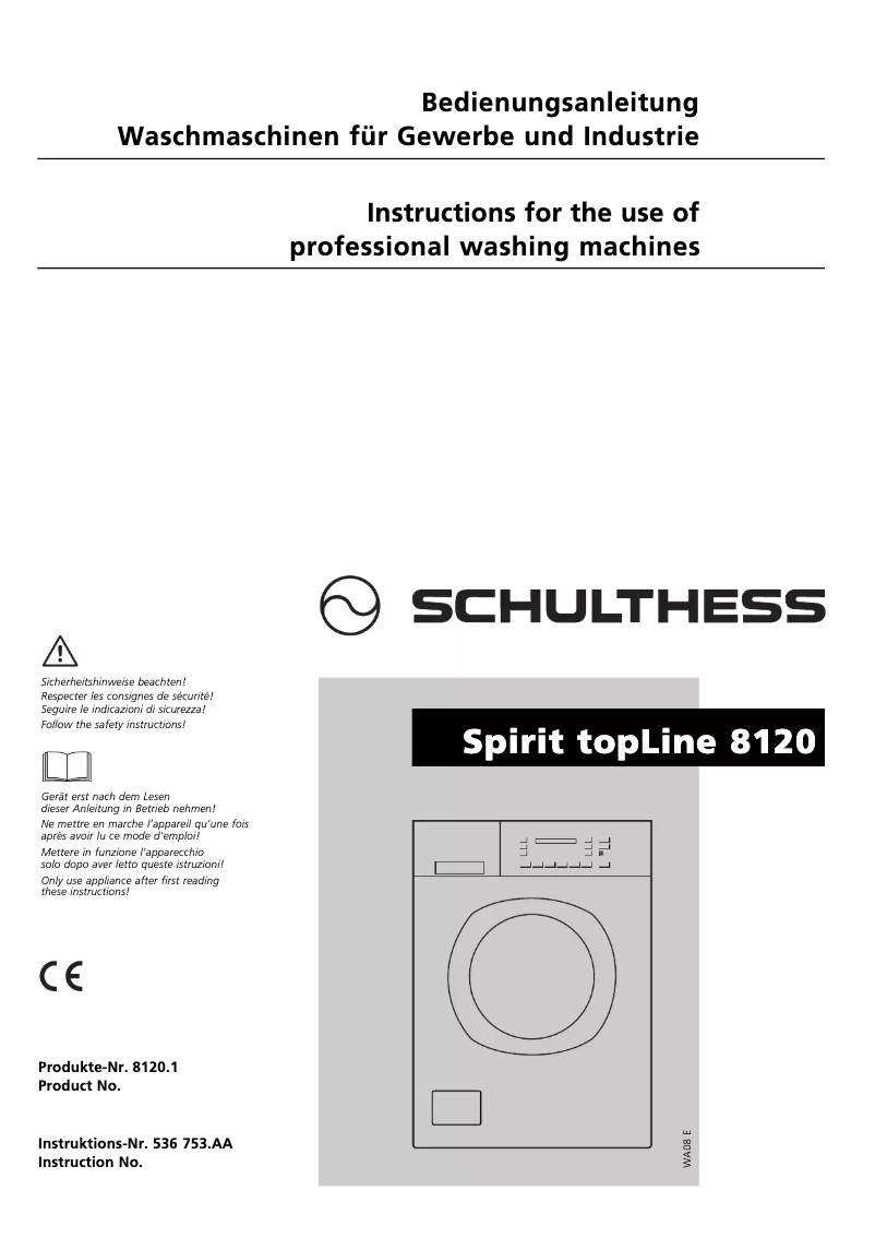 Page n°1 - Manuel utilisateur Schulthess Spirit TopLine 8120