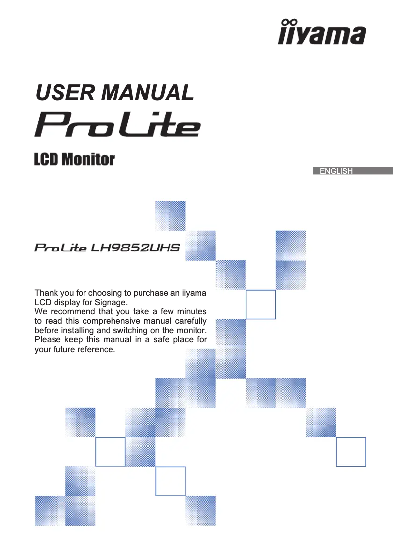 Page 1 de la notice Manuel utilisateur Iiyama ProLite LH9852UHS