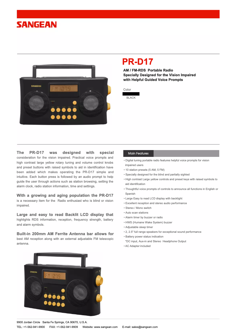 Image de la première page du manuel de l'appareil PR-D17