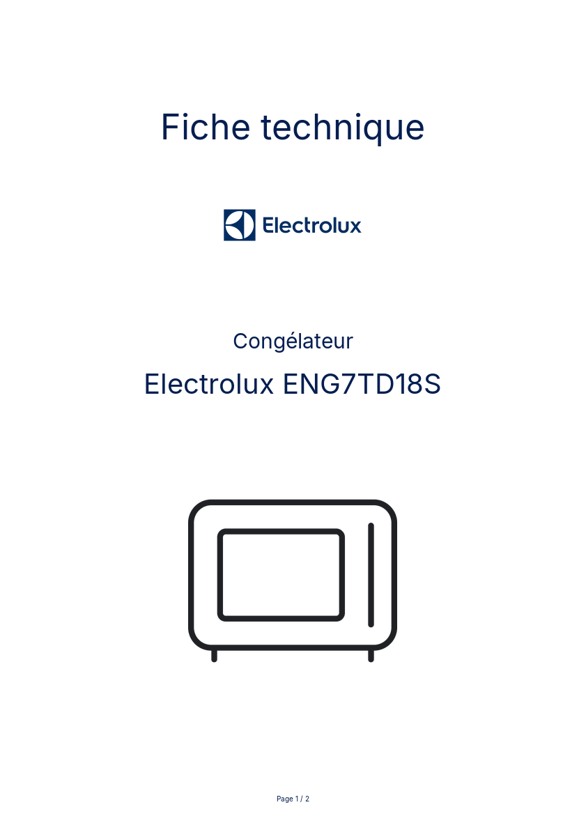 Page n°1 - Fiche technique Electrolux ENG7TD18S