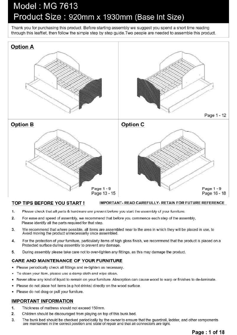 Image de la première page du manuel de l'appareil Casey