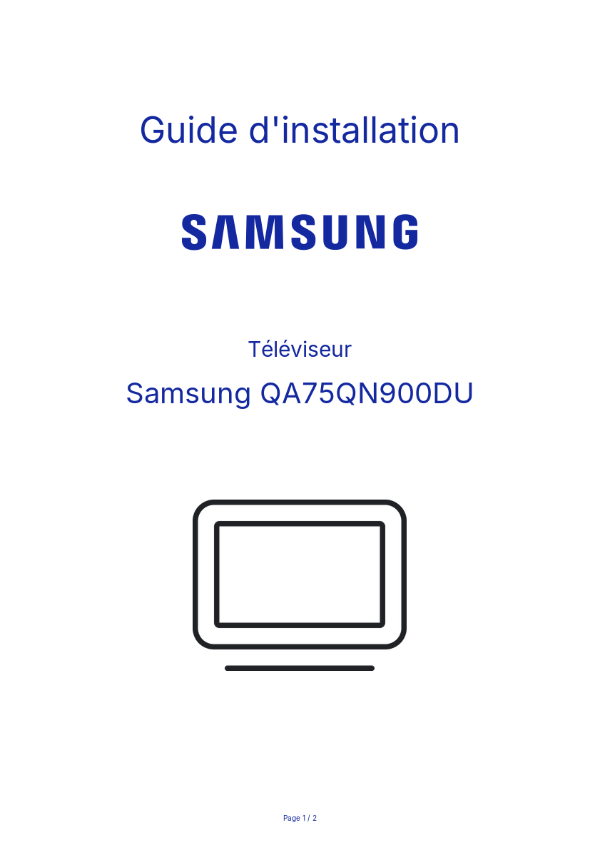 Page n°1 - Guide d'installation Samsung QA75QN900DU