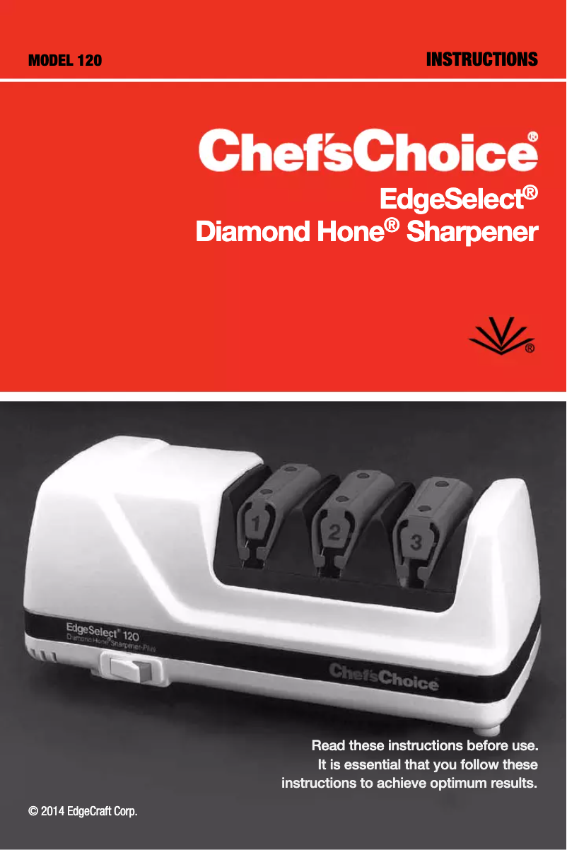 Page 1 de la notice Manuel utilisateur Chef's Choice EdgeSelect Diamond Hone CC120
