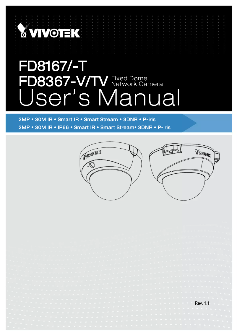 Page 1 de la notice Manuel utilisateur Vivotek FD8167