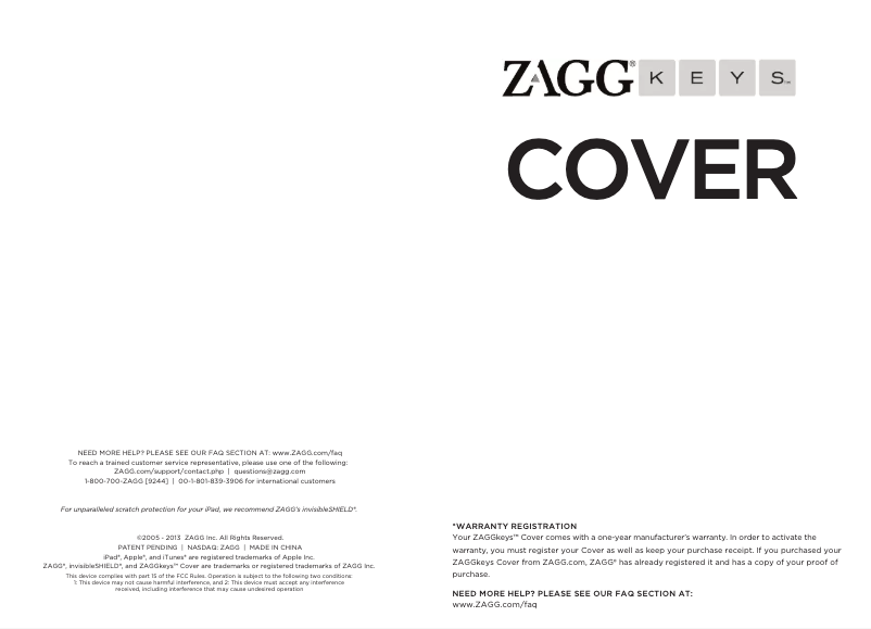 Página 1 del manual Manual de usuario Zagg Cover