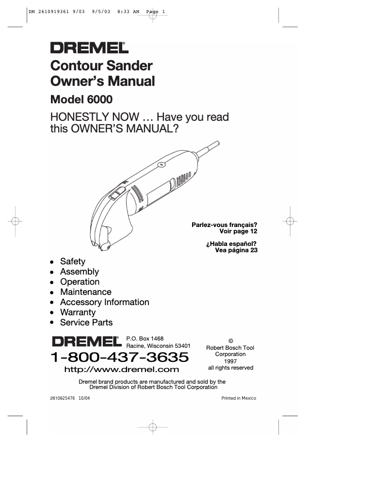 Page n°1 - Manuel utilisateur Dremel 6000