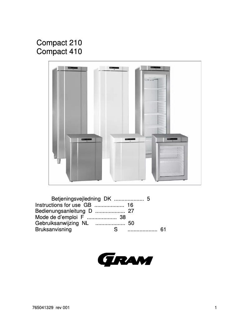 Page 1 de la notice Manuel utilisateur Gram F 410 RH 60 HZ LM 5M