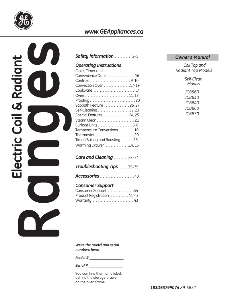 Page 1 de la notice Manuel utilisateur GE JCB840