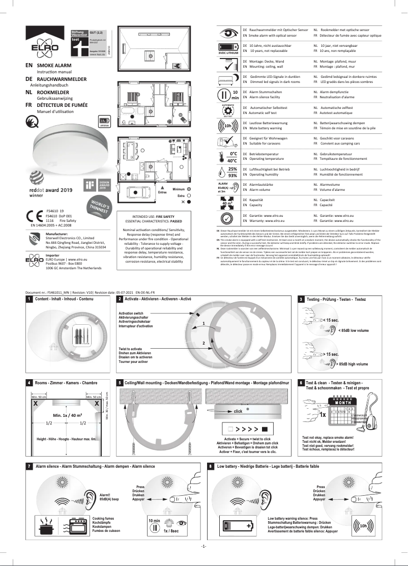 Page 1 de la notice Manuel utilisateur Elro FS461061