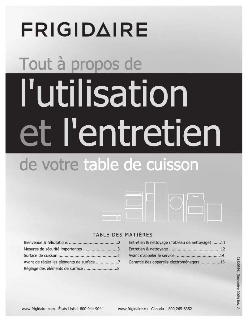 Page n°1 - Manuel utilisateur Frigidaire FFEC3605LS