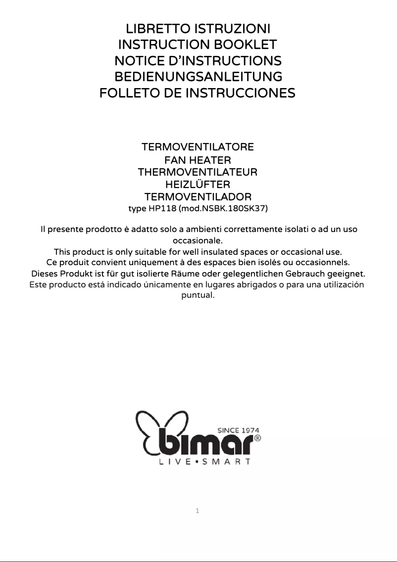 Page 1 de la notice Manuel utilisateur Bimar HP118