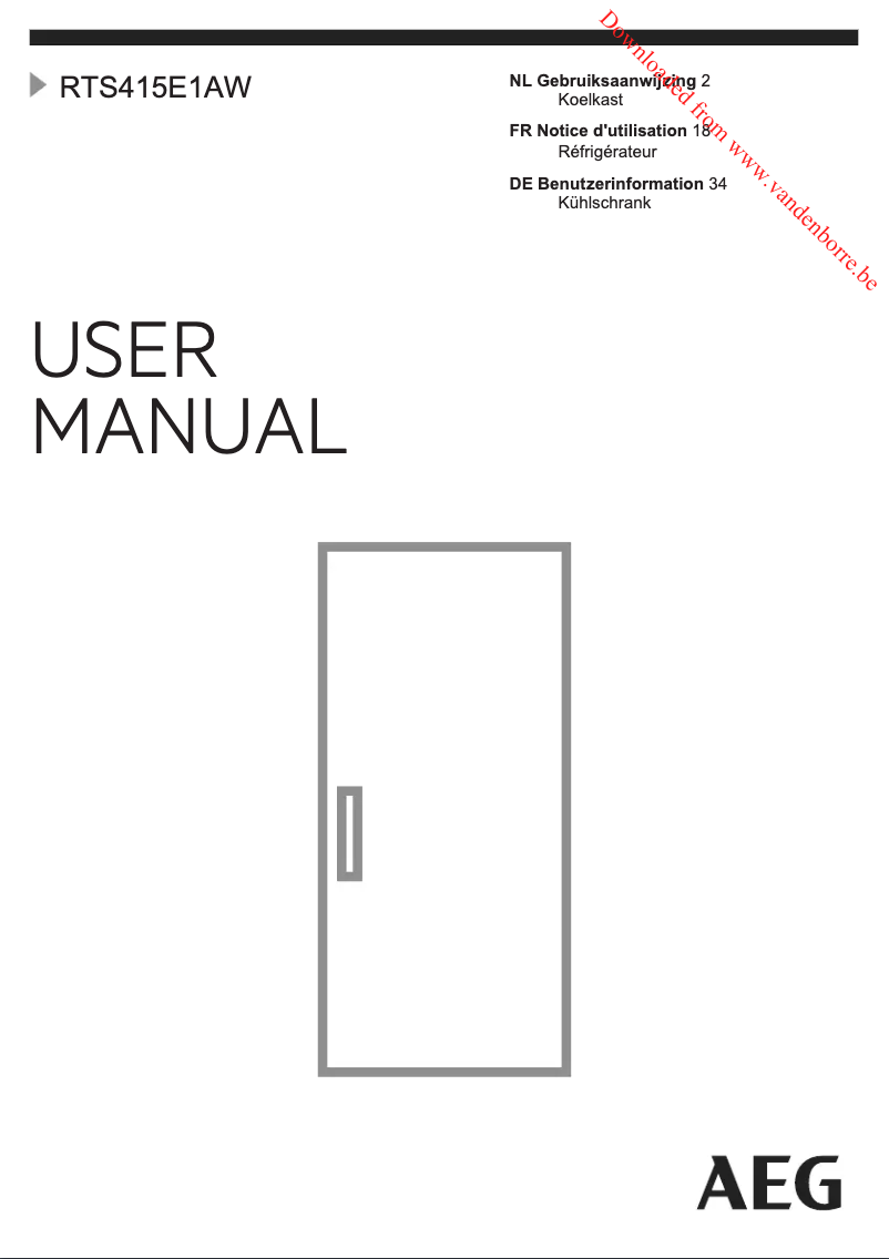 Page 1 de la notice Manuel utilisateur AEG RTS415E1AW