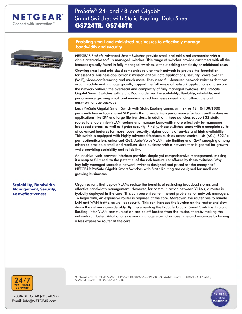 Página 1 del manual Ficha técnica Netgear GS748TR