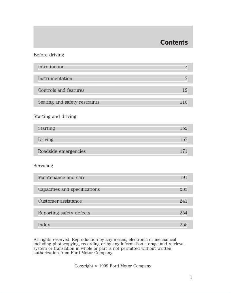 Página 1 del manual Manual de usuario Mercury Villager (1999)