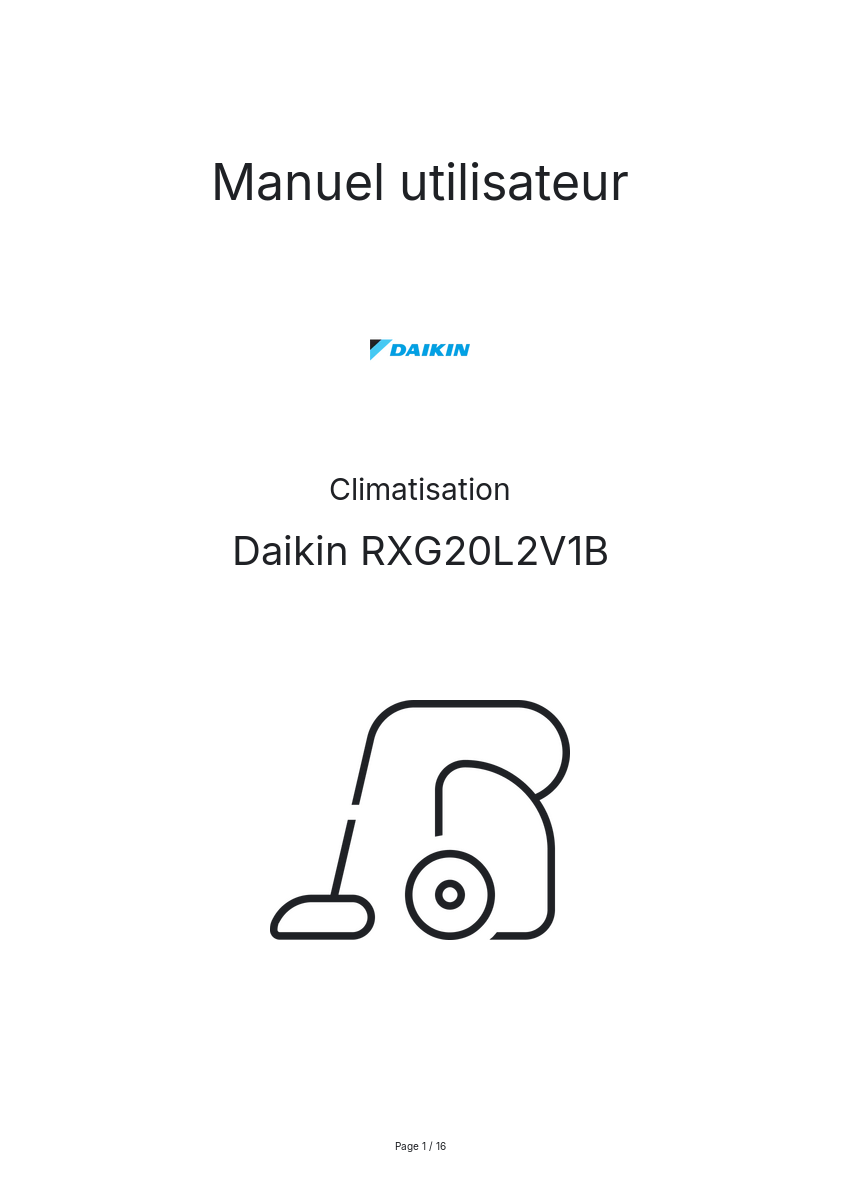 Page n°1 - Manuel utilisateur Daikin RXG20L2V1B