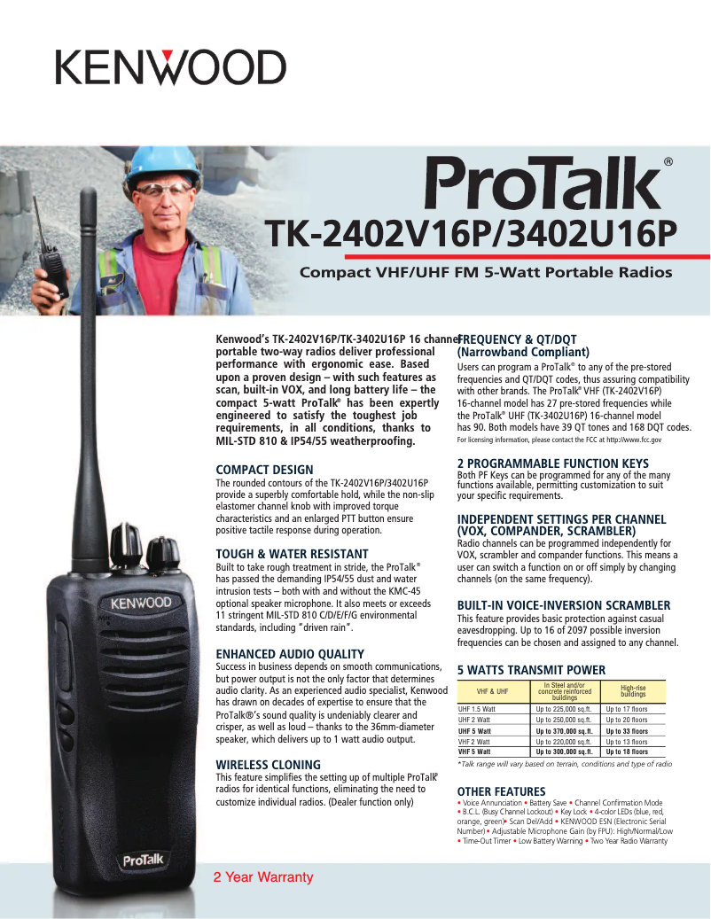 Image de la première page du manuel de l'appareil ProTalk TK-3400