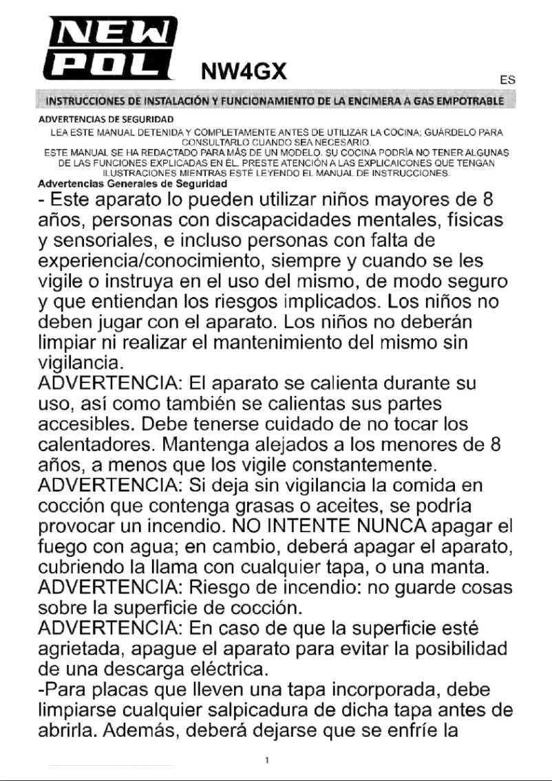 Page n°1 - Manuel utilisateur New Pol NW4GX