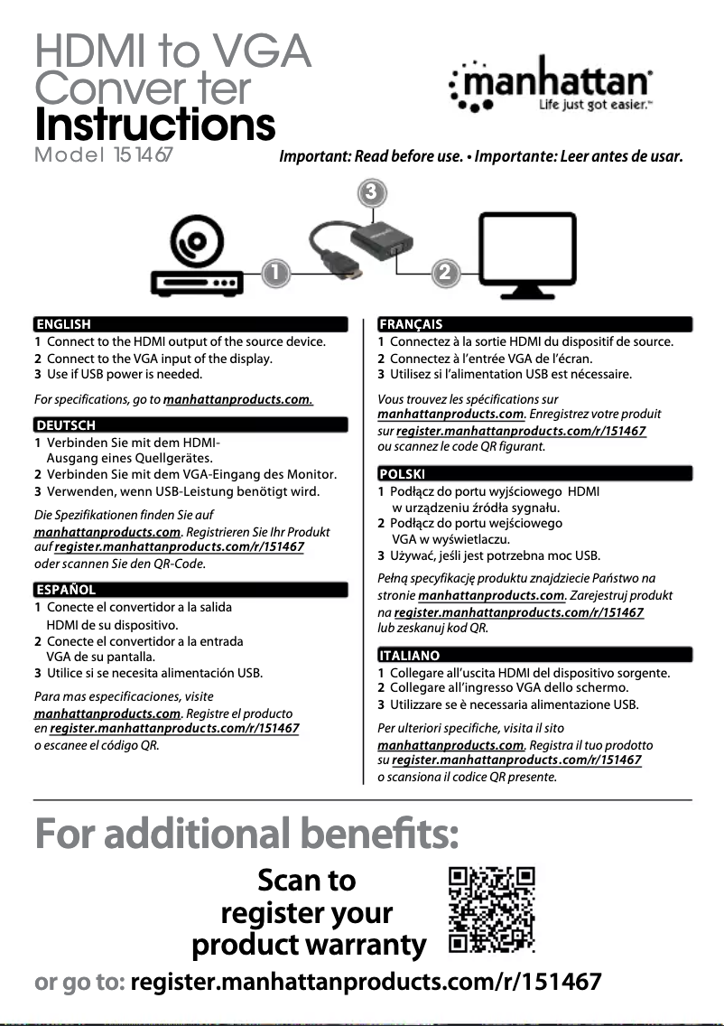 Page 1 de la notice Manuel utilisateur Manhattan 151467