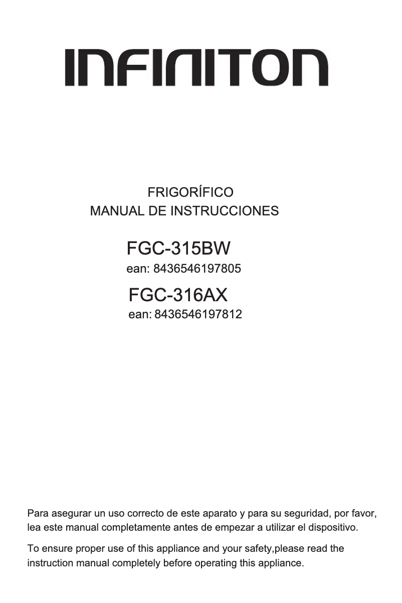 Page n°1 - Manuel utilisateur Infiniton FGC-316AX