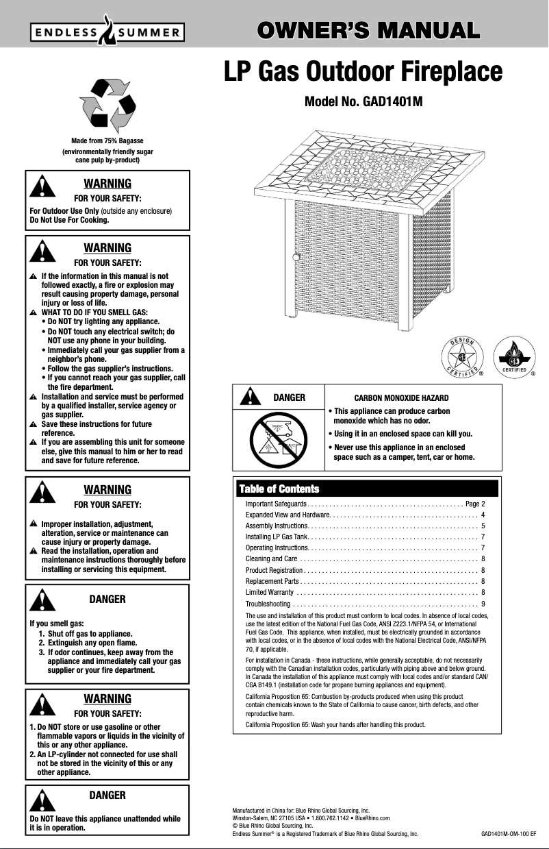 Image de la première page du manuel de l'appareil GAD1401M