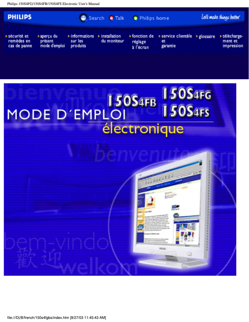Page n°1 - Manuel utilisateur Philips 150S4FB