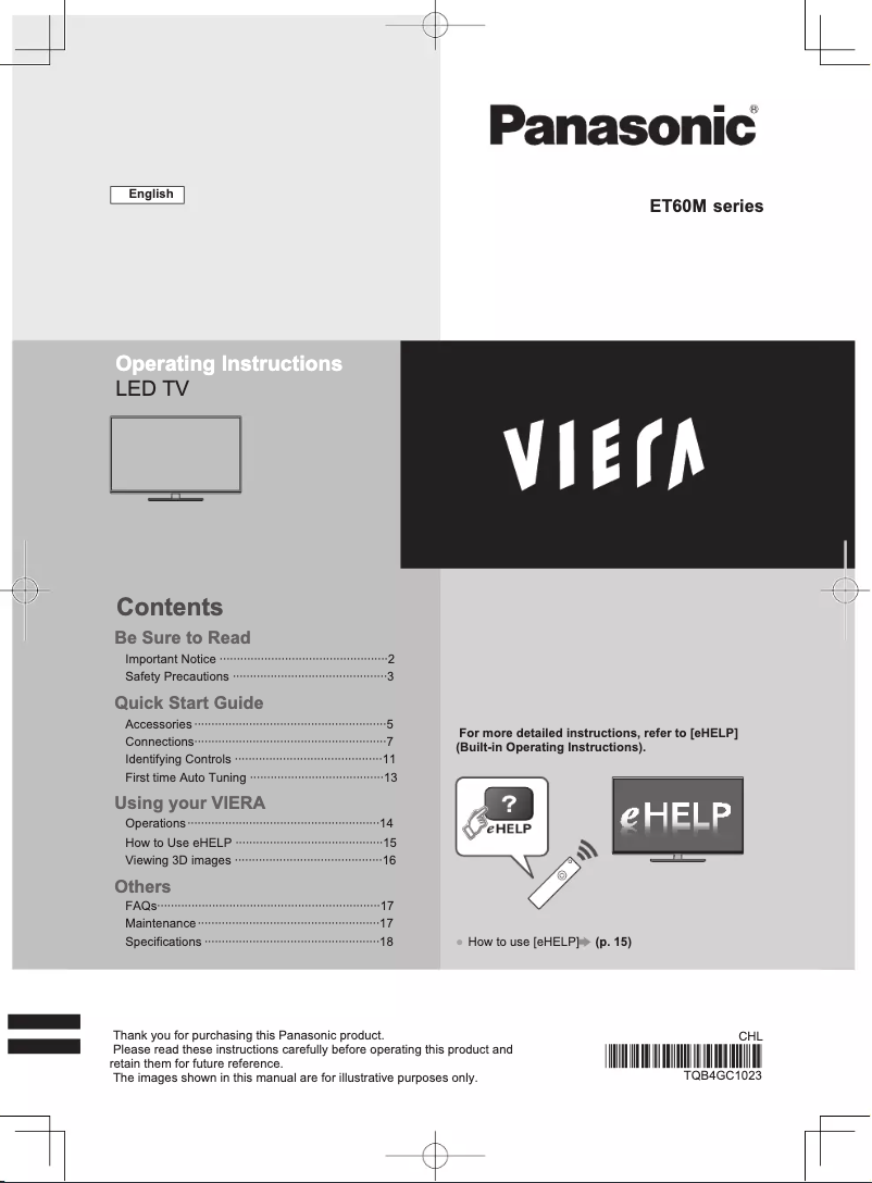Imagen de la primera página del manual del dispositivo Viera TH-L50ET60M