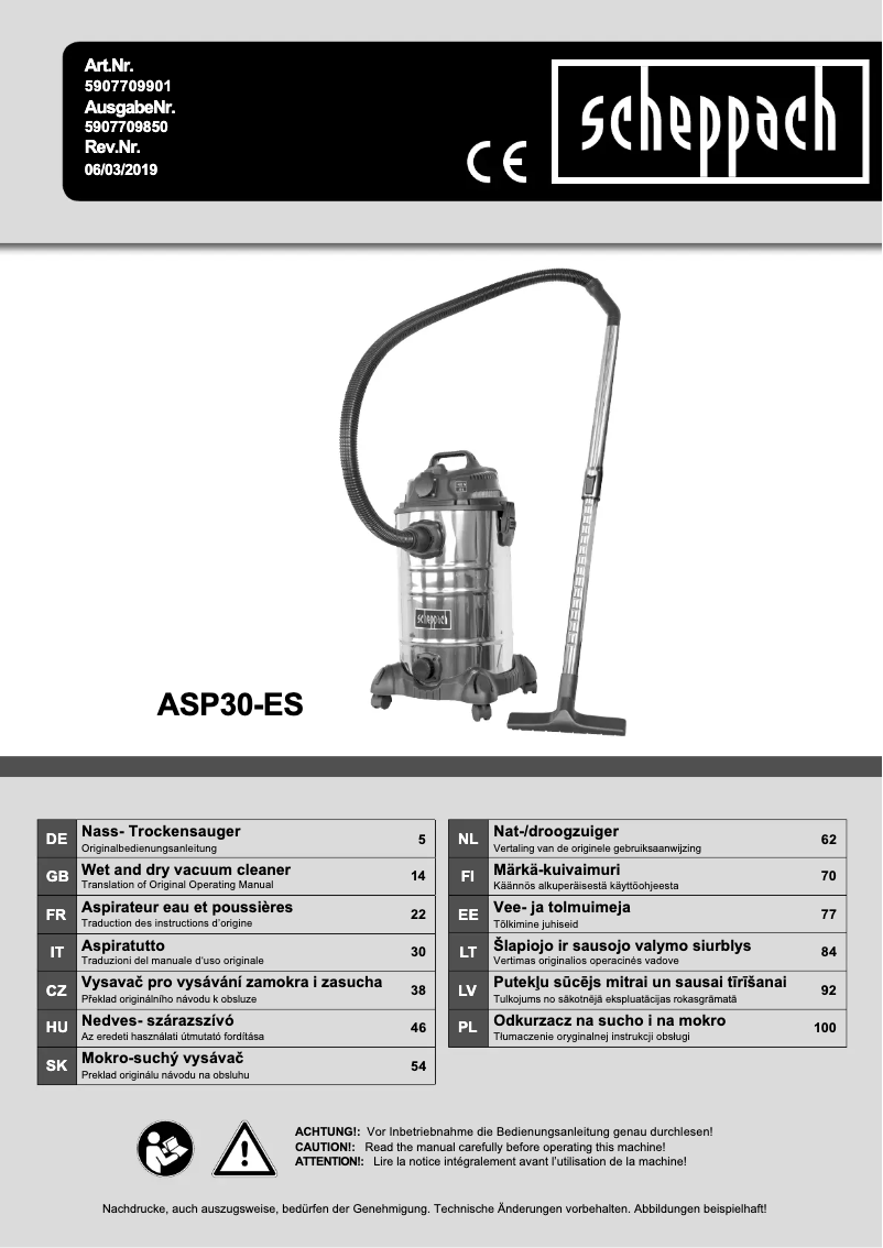 Página 1 del manual Manual de usuario Scheppach ASP30-ES