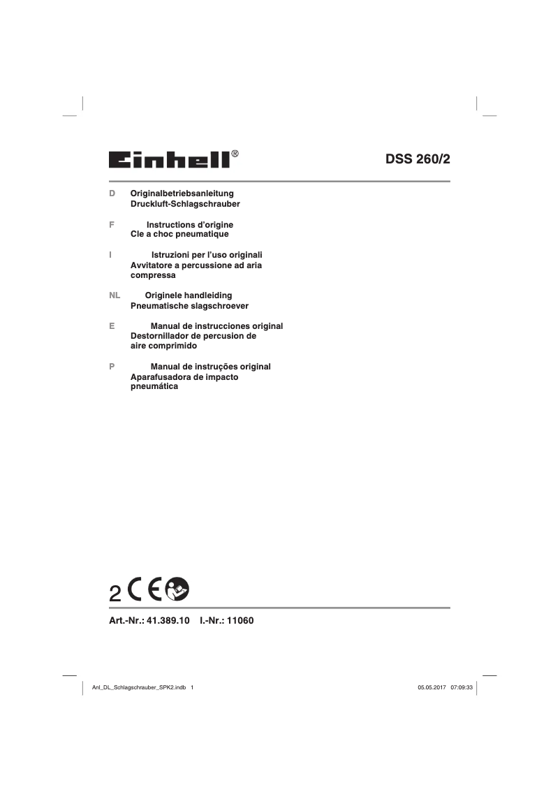 Page 1 de la notice Manuel utilisateur Einhell DSS 260/2