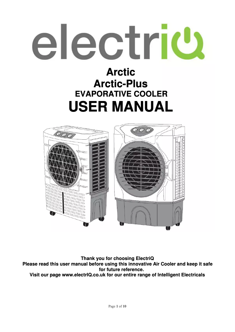 Page 1 de la notice Manuel utilisateur ElectriQ Arctic-Plus