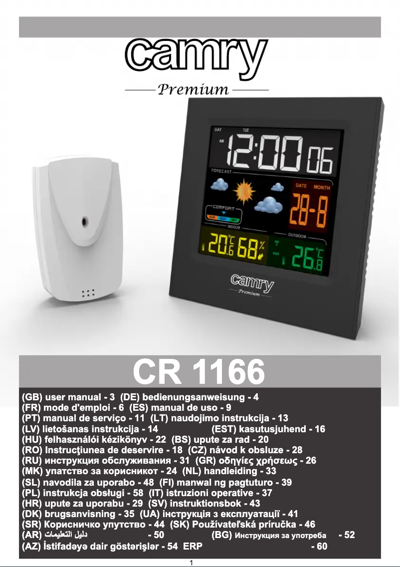 Page 1 de la notice Manuel utilisateur Camry CR 1166