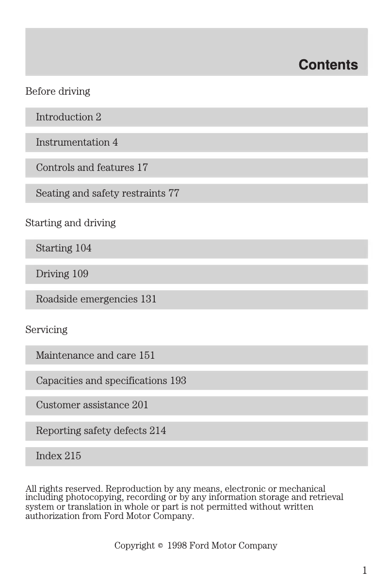 Image de la première page du manuel de l'appareil Expedition (1999)